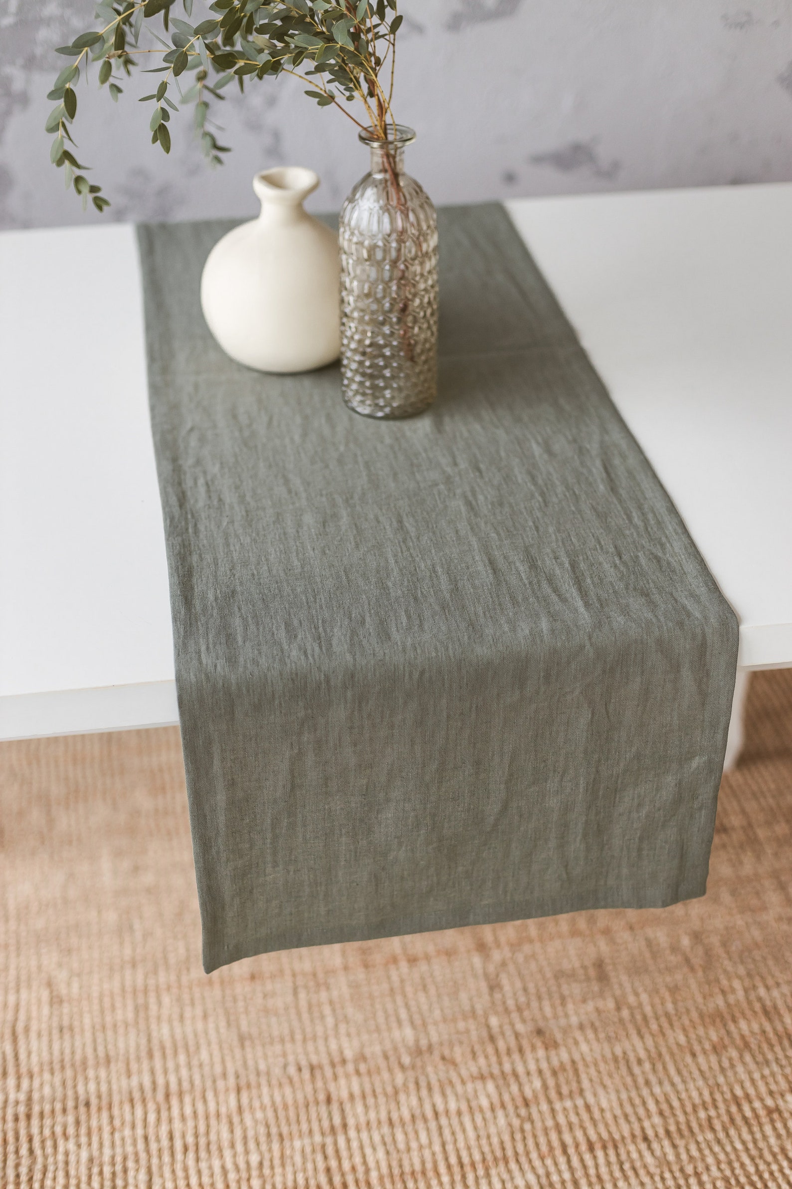 Linen table runner Sage green 24 COLORS soft linen table Etsy