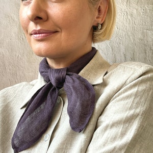 Bandana, foulard en gaze de lin, écharpe carrée légère image 2