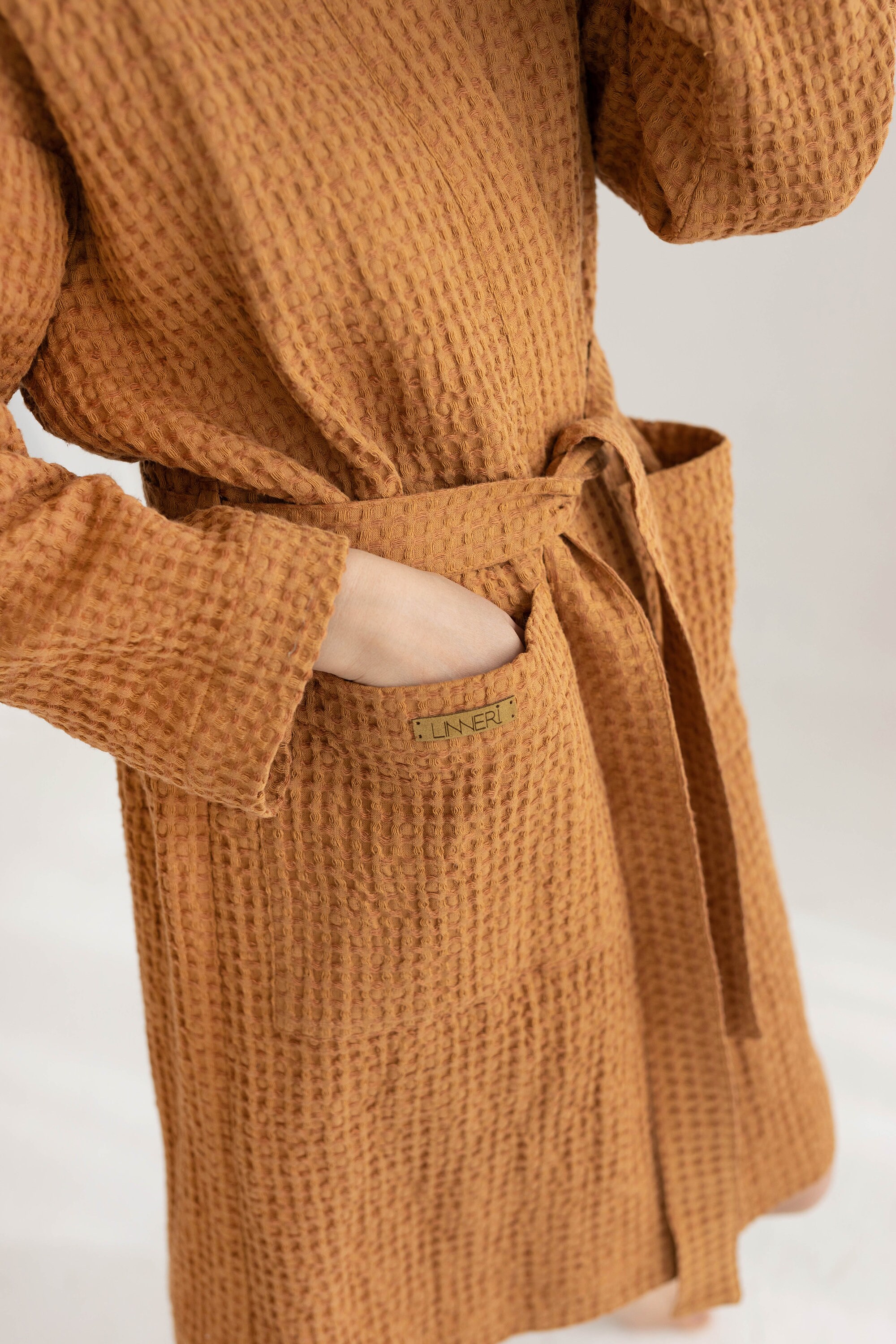 Women Waffle Fabric Bath Robe Washed Waffle Linen Cotton - Etsy
