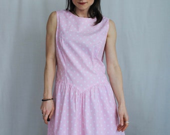 Rosa Polka Dot 80er Jahre Kleid - UK Größe 36-14