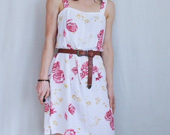 Rose Print Strappy Dress - UK Size 12-14