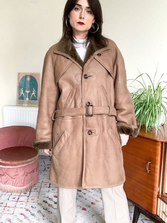80’s Belted Sheepskin Coat