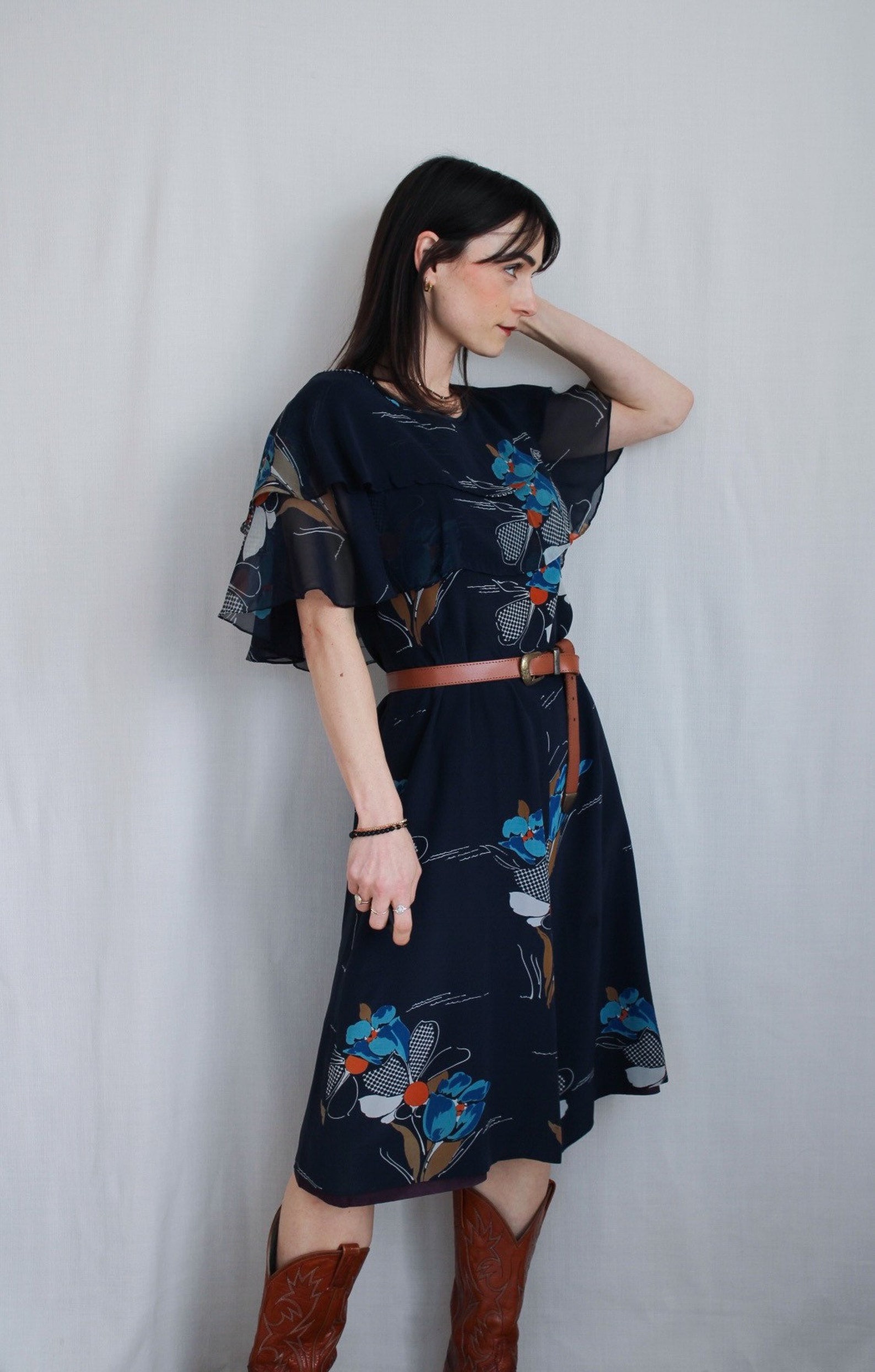 Women's Summer Vintage Butterfly Sleeveless Midi Dress