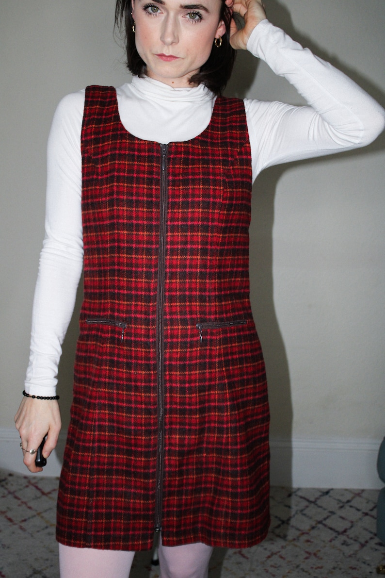 Plaid Wool Shift Dress UK size 8-10