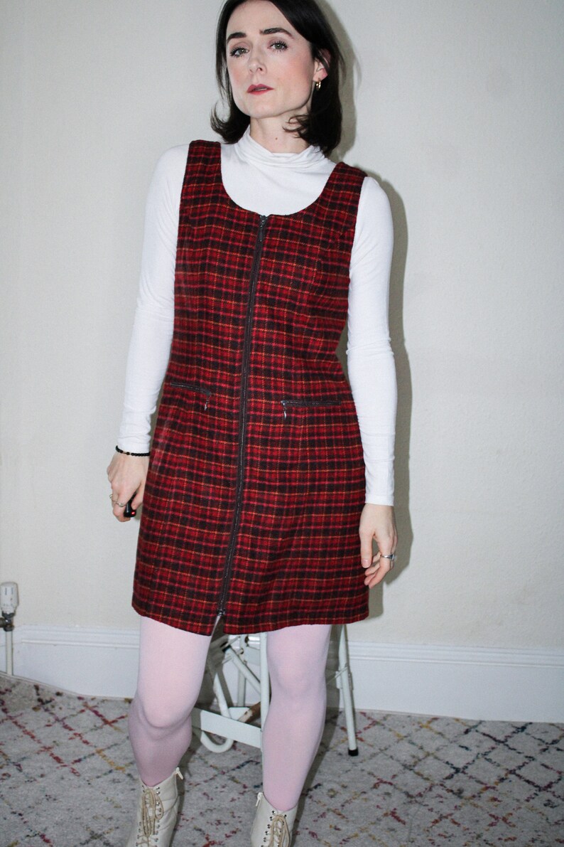 Plaid Wool Shift Dress UK size 8-10