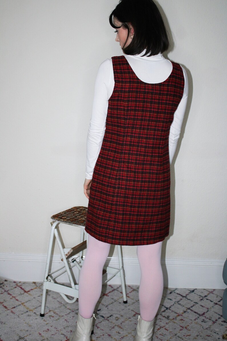 Plaid Wool Shift Dress UK size 8-10