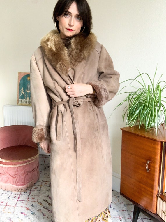 Afghan Style Sheepskin Coat with Fur Collar