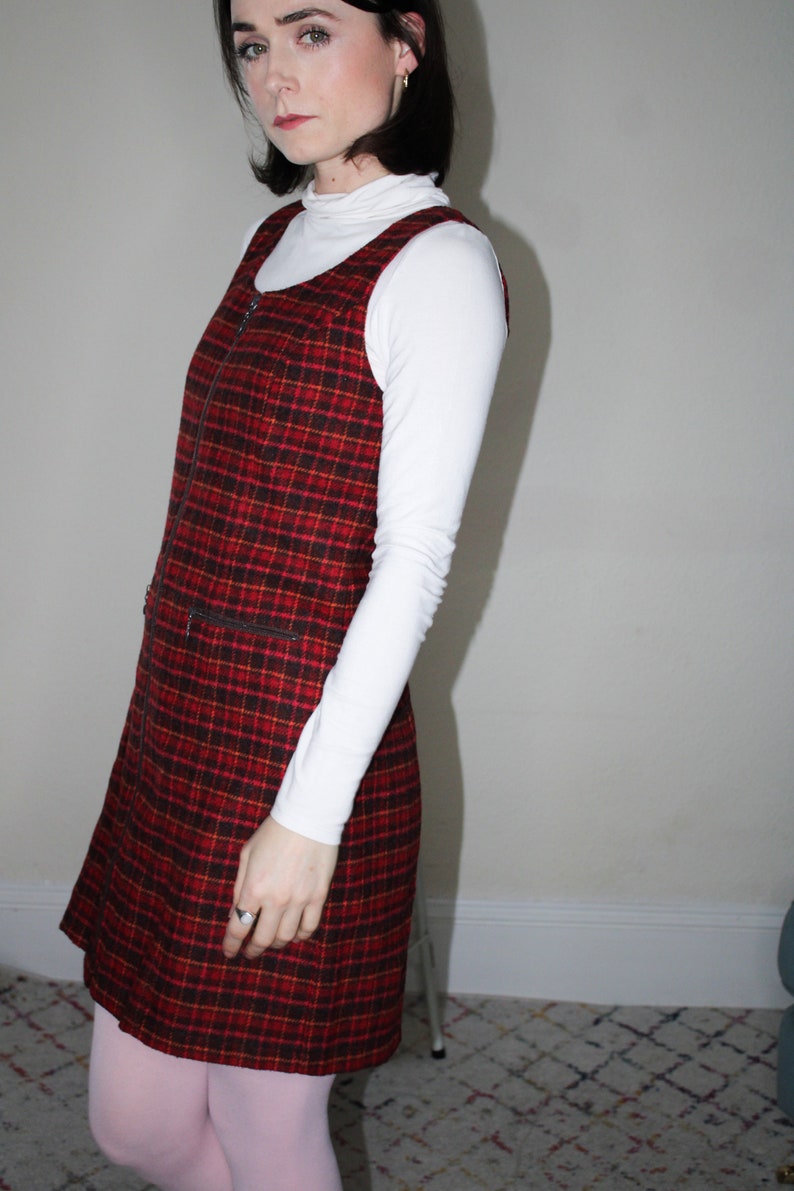 Plaid Wool Shift Dress UK size 8-10