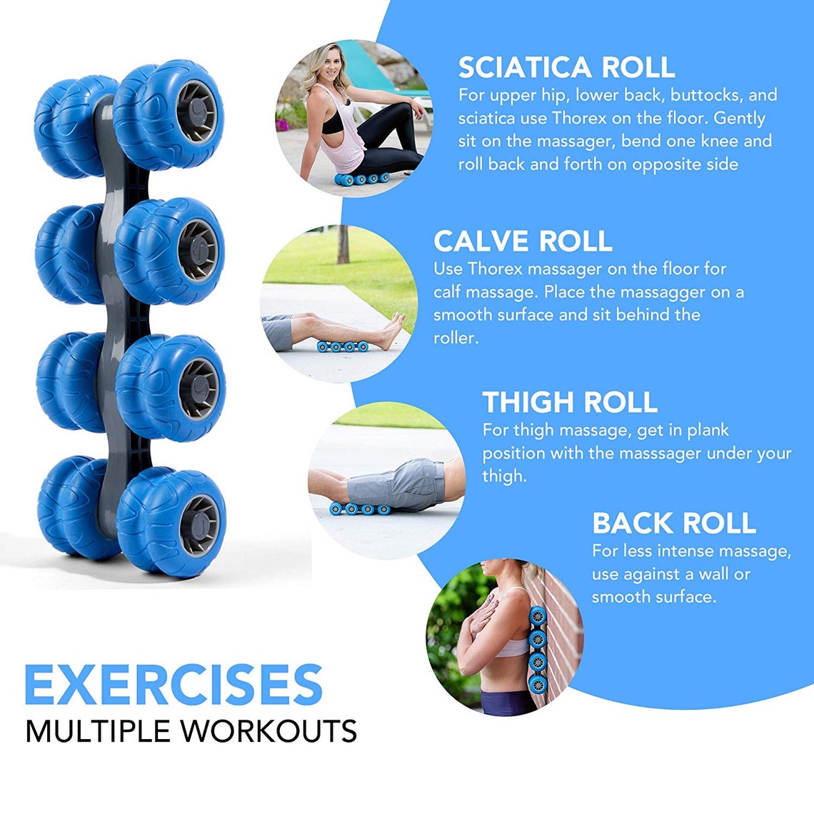 Thorex Back Massage Roller for Deep Tissue Muscle Release, Improves