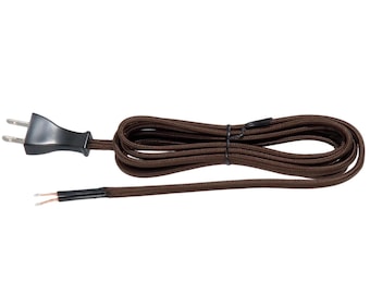 8 Ft. Mid-Century Style Brown Rayon Lamp Cord Set - UL Listed
