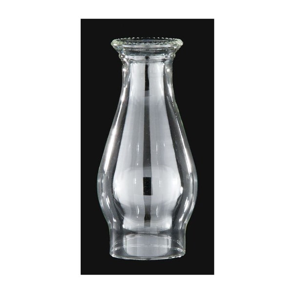 3" Fitter, 8-1/4" Tall Clear Beaded-Top Glass Lamp Chimney: Replacement lamp chimney for oil/kerosene Lamps fits #2 lamp burners