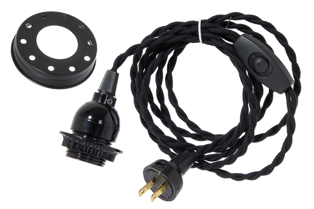 Black Swag Lamp Kit Mason Jar Top With Short Keyless Phenolic Socket