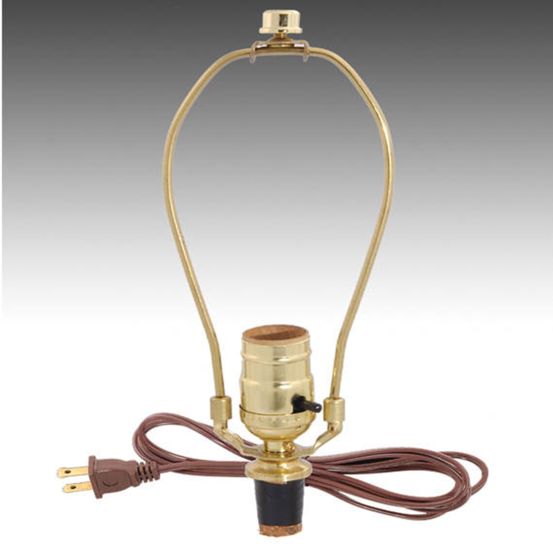 Make a Lamp Kit Brass Harp With Socket and Cut to Size Cork Adapter U.L
