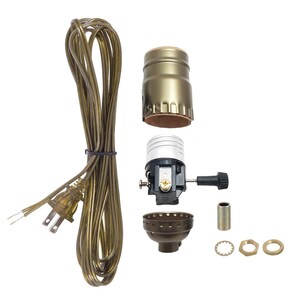 Table Lamp Rewiring Kit, 3 Finishes to Choose From: Brass, Nickel and