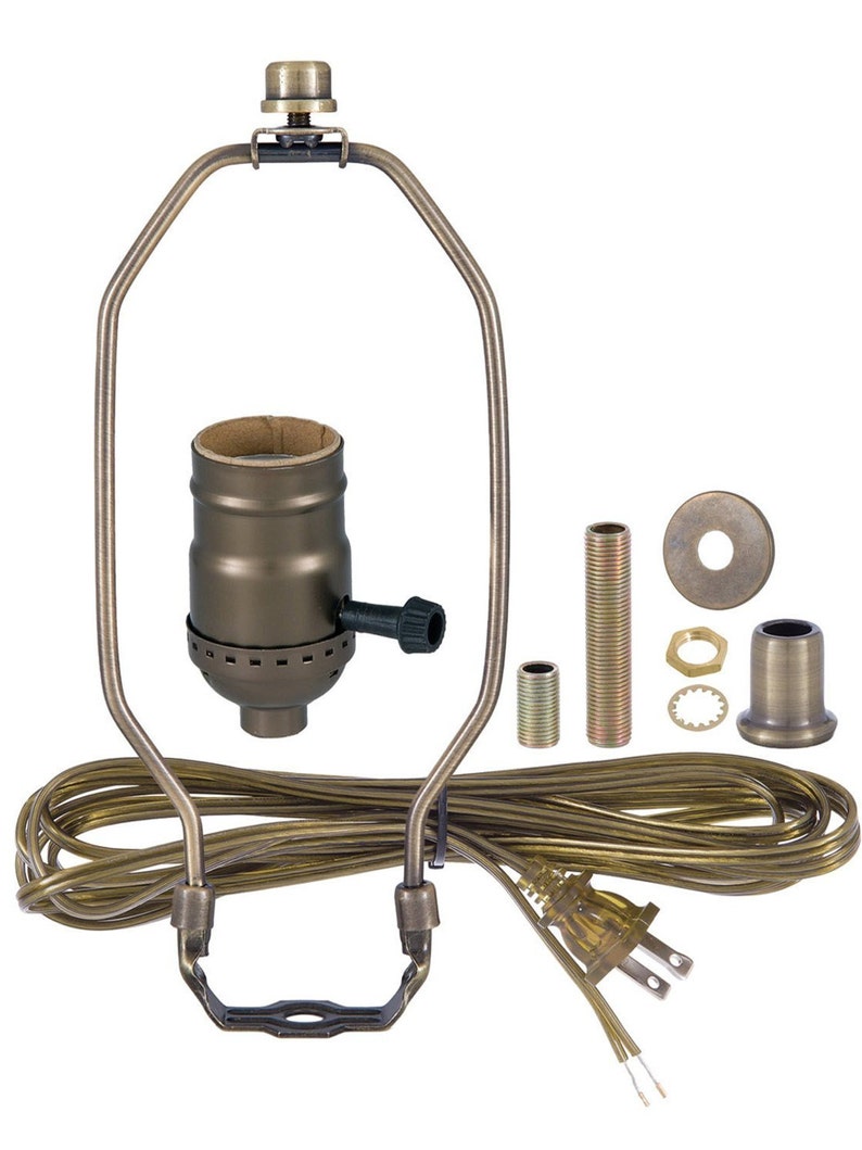 Table Lamp Wiring Kit 3 Way Turn Knob Socket Antique Brass Nickel Plated Or