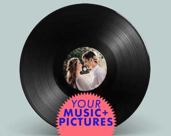 Custom vinyl record with your music and pictures! 10&quot; inch unique custom made record for Valentine&#39;s Day, Wedding, Birthday, Anniversary.
