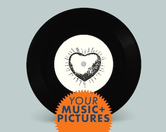 Custom 7&quot; inch record with your music. 45 RPM vinyl custom made record for Valentine&#39;s Day, Wedding, Birthday, Anniversary.
