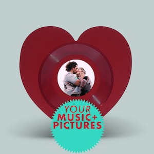 Heart shaped vinyl record with your music and pictures for Wedding Birthday Anniversary Valentines
