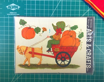 Vintage water slide decal - pumpkin wagon