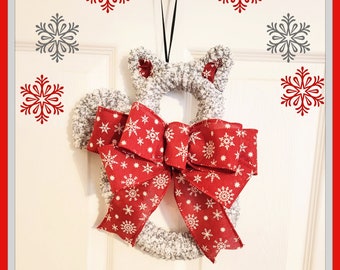 Cat Christmas Wreath Gray Tabby Cat Daddy Holiday Farmhouse Rustic Winter Wreath Bestseller Gift From the Cat Cute Kitty Cat Pet Parent Gift