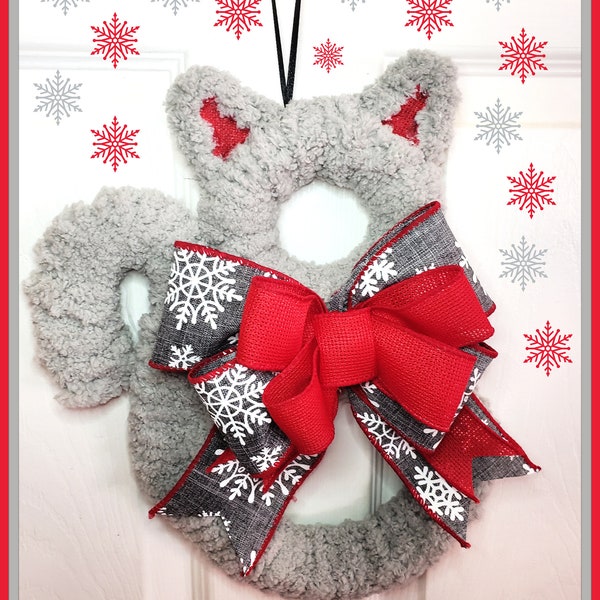 Cat Christmas Wreath Gray Tabby Cat Daddy Holiday Farmhouse Rustic Winter Wreath Bestseller Gift From the Cat Cute Kitty Cat Pet Parent Gift