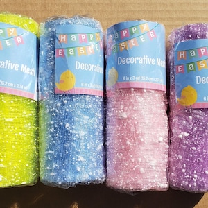 6 inch x 3 yds Snowball Deco Mesh for Wreaths Easter Tulle Wreath Pastel Decor DIY Baby Shower Decorations Craft Supplies Wreath Supplies