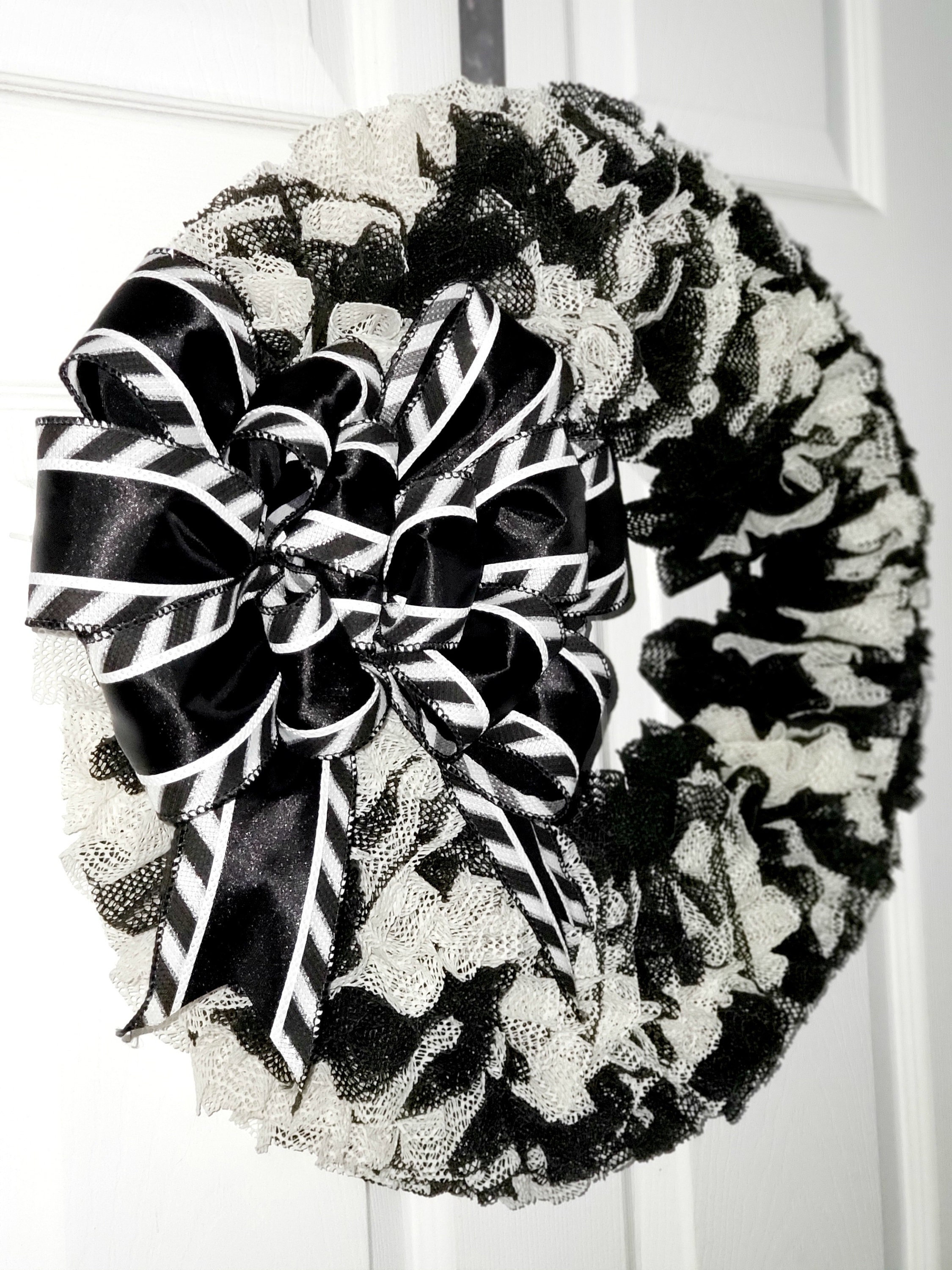 Black and White Wreath for Front Door Year Round Wreath - Etsy