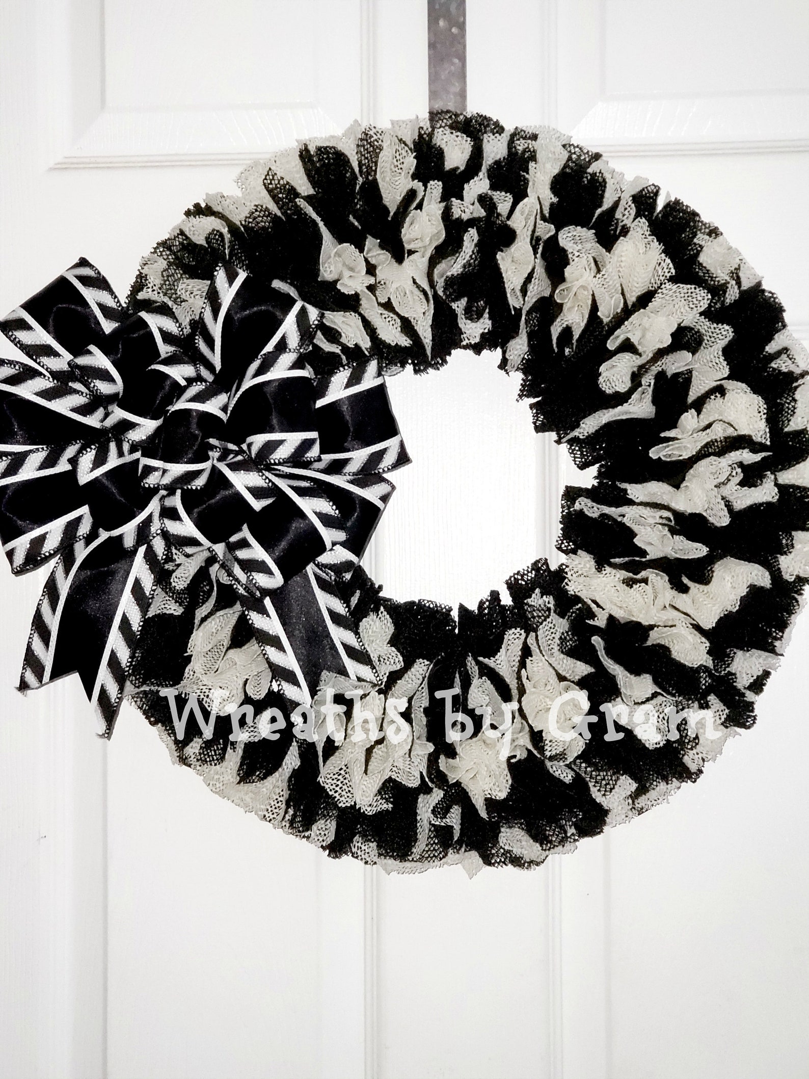 Black and White Wreath for Front Door Year Round Wreath | Etsy