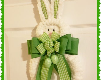 Easter Wreath Spring Easter Decorations Easter Gifts Bunny Baby Shower Cute Bunny Wall Art Coffee Bar Decor Seasonal Mantle White Rabbit