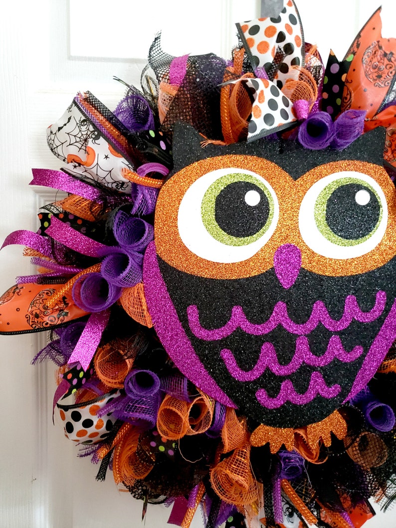Halloween Owl Wreath Farmhouse Country Retro Primitive Creepy Etsy