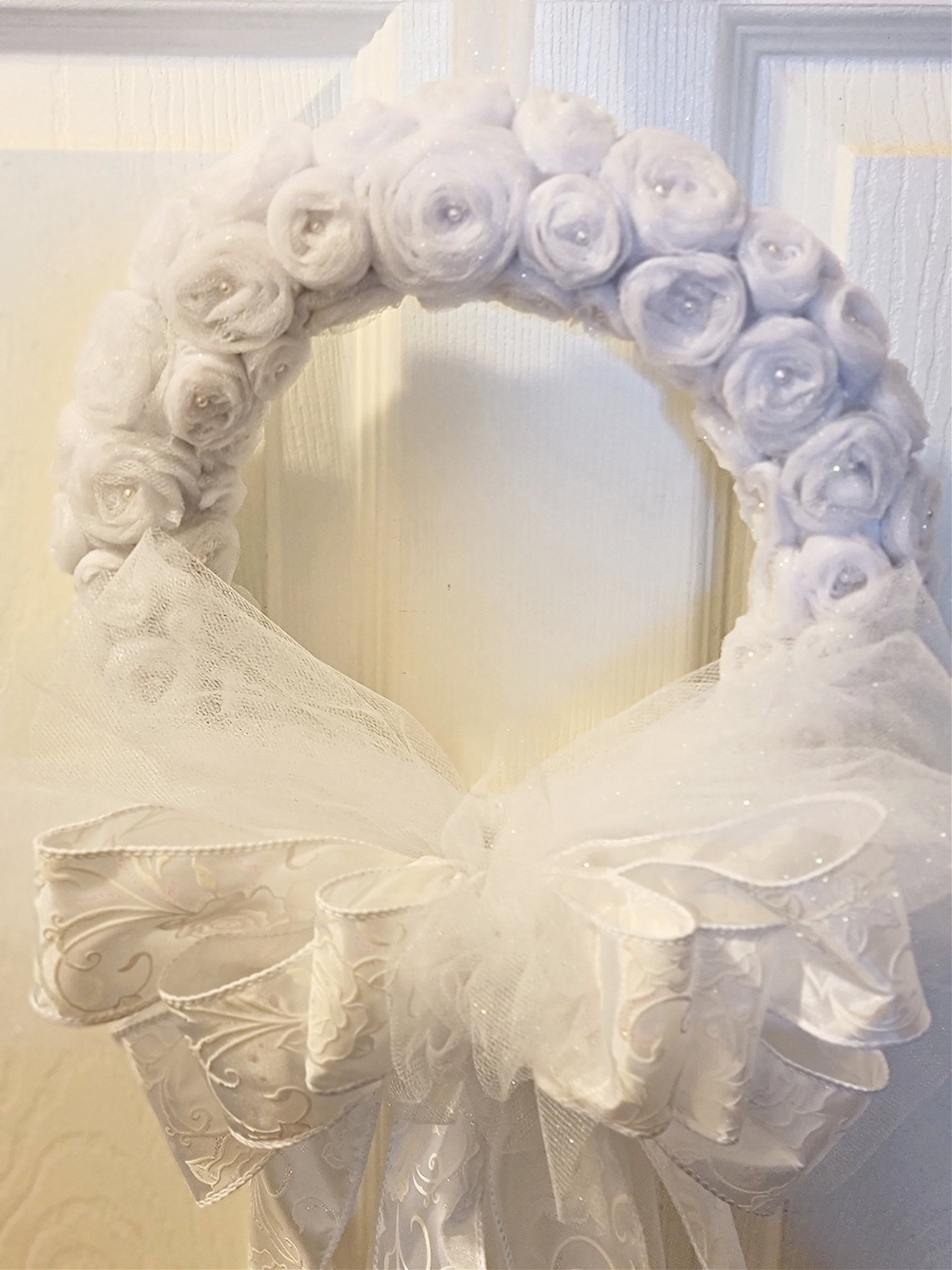 White Tulle Wedding Door Wreath Bridal Shower Hen Party Gifts Etsy