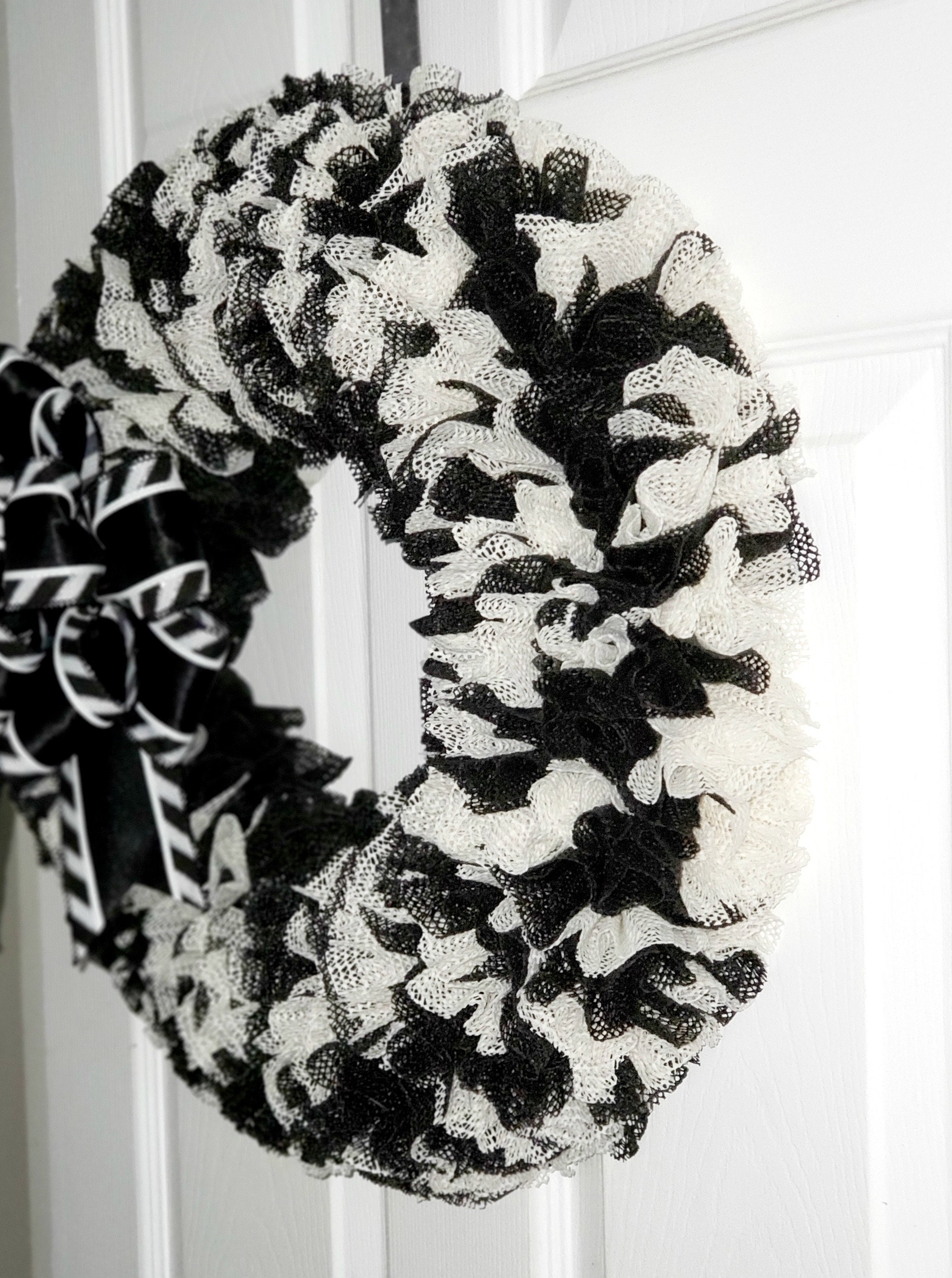 Black and White Wreath for Front Door Year Round Wreath | Etsy