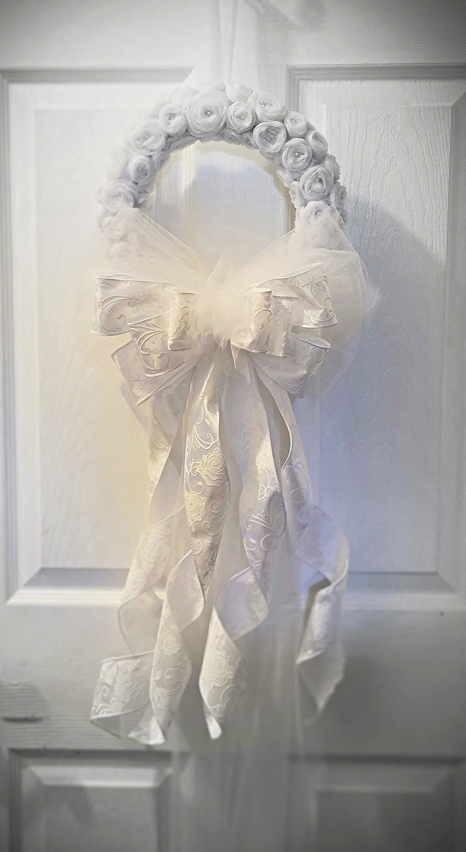 White Tulle Wedding Door Wreath Bridal Shower Hen Party Gifts Etsy