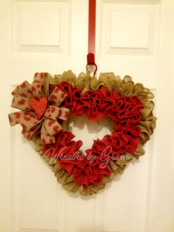 Valentine Front Door Heart Shaped Wreath Valentines Wreath Etsy