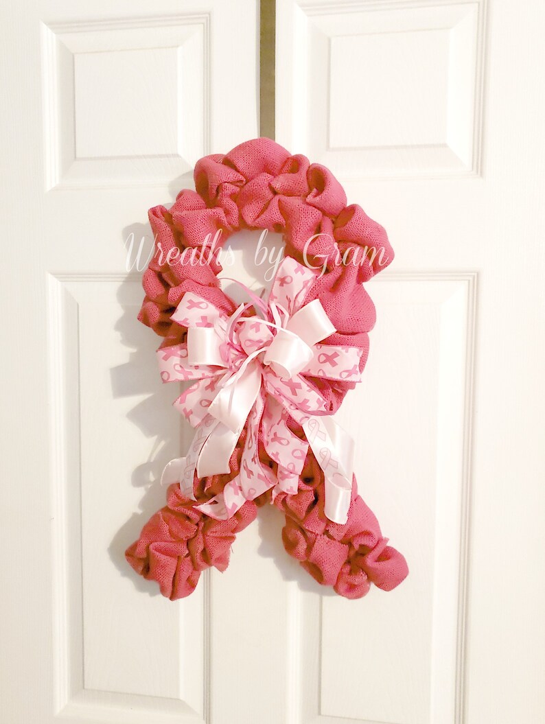 Breast Cancer Ribbon Wreath Survivor Support Awareness Pink Etsy