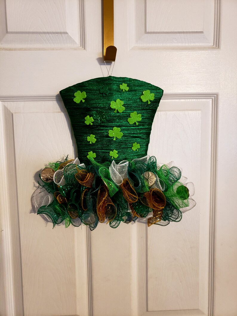 St Patricks Day Wreath Leprechaun Hat Irish Decor St | Etsy
