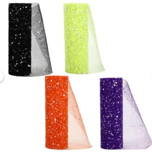 Halloween Deco Mesh with Splatter 6&quot; x 3 yds Snowball Mesh Tulle DIY Wreath Halloween Door Decor Front Porch Door Hanger Mantle Retro Cute