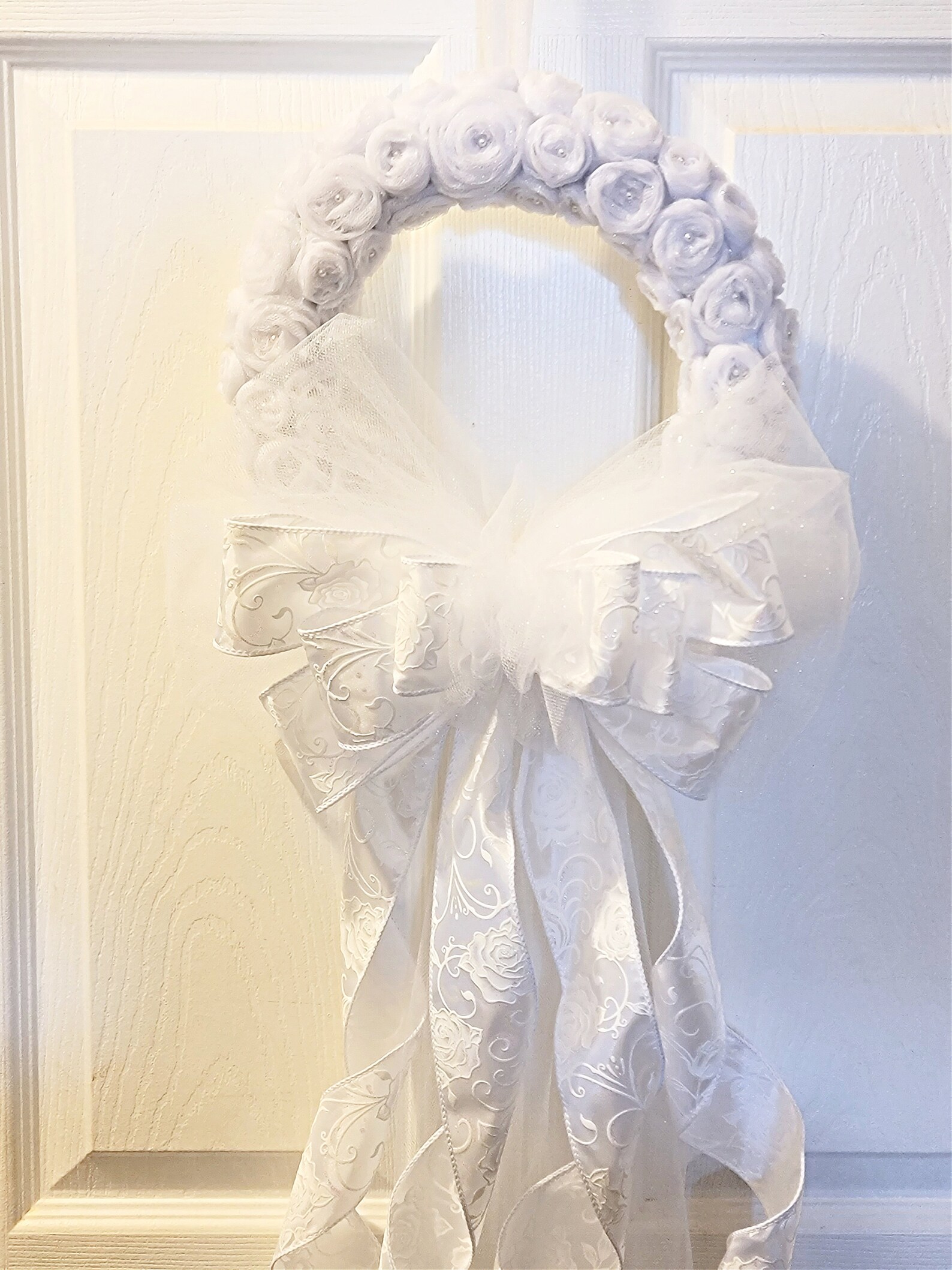 White Tulle Wedding Door Wreath Bridal Shower Hen Party Gifts Etsy
