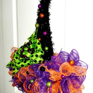 Witch Hat Wreath for Halloween Front Door Halloween Door Decor Witches Hat Door Hanger Witch Aesthetic Cute Witch Vibes October Wreaths Etsy image 8