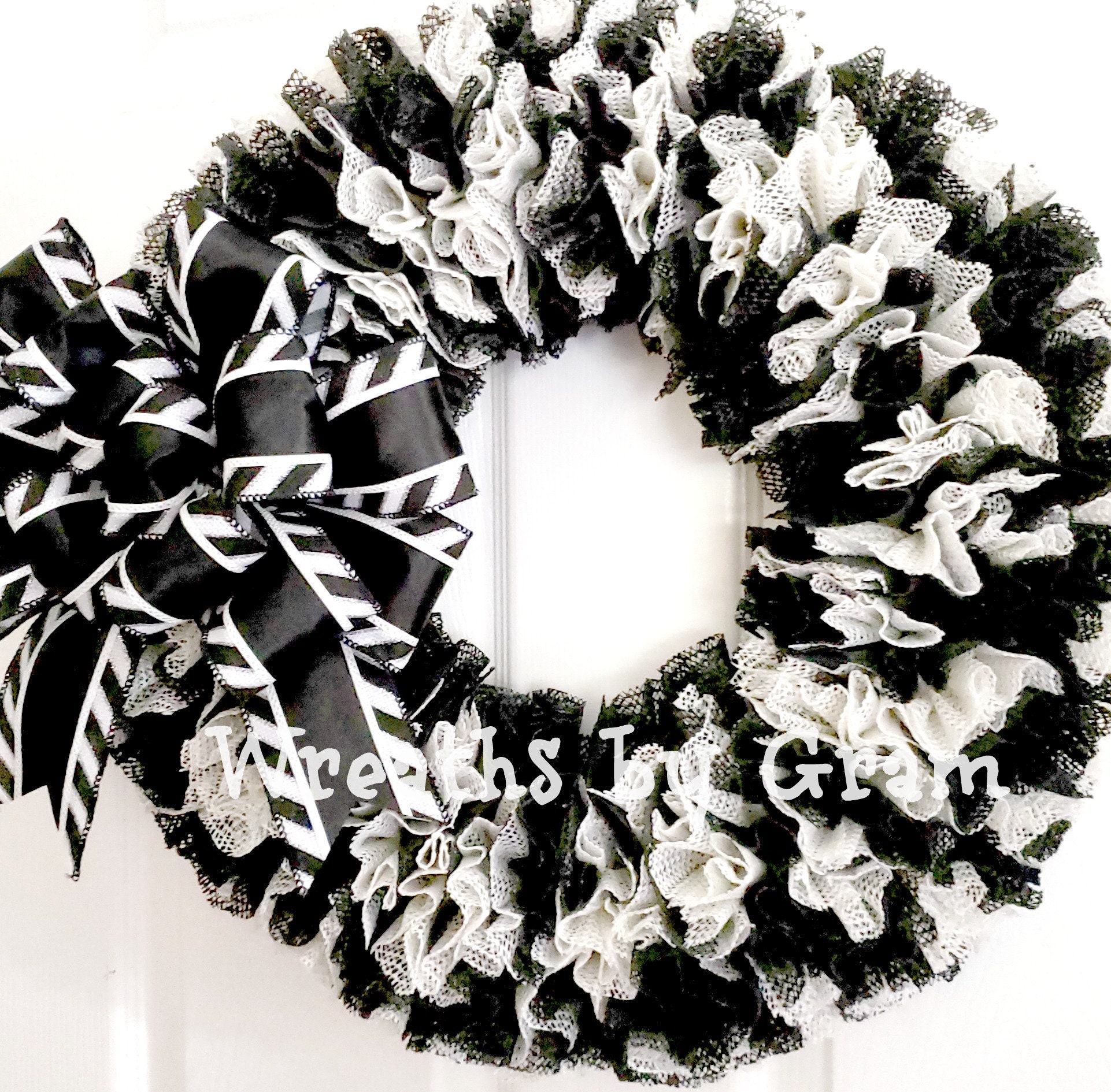 Black and White Wreath for Front Door Year Round Wreath | Etsy