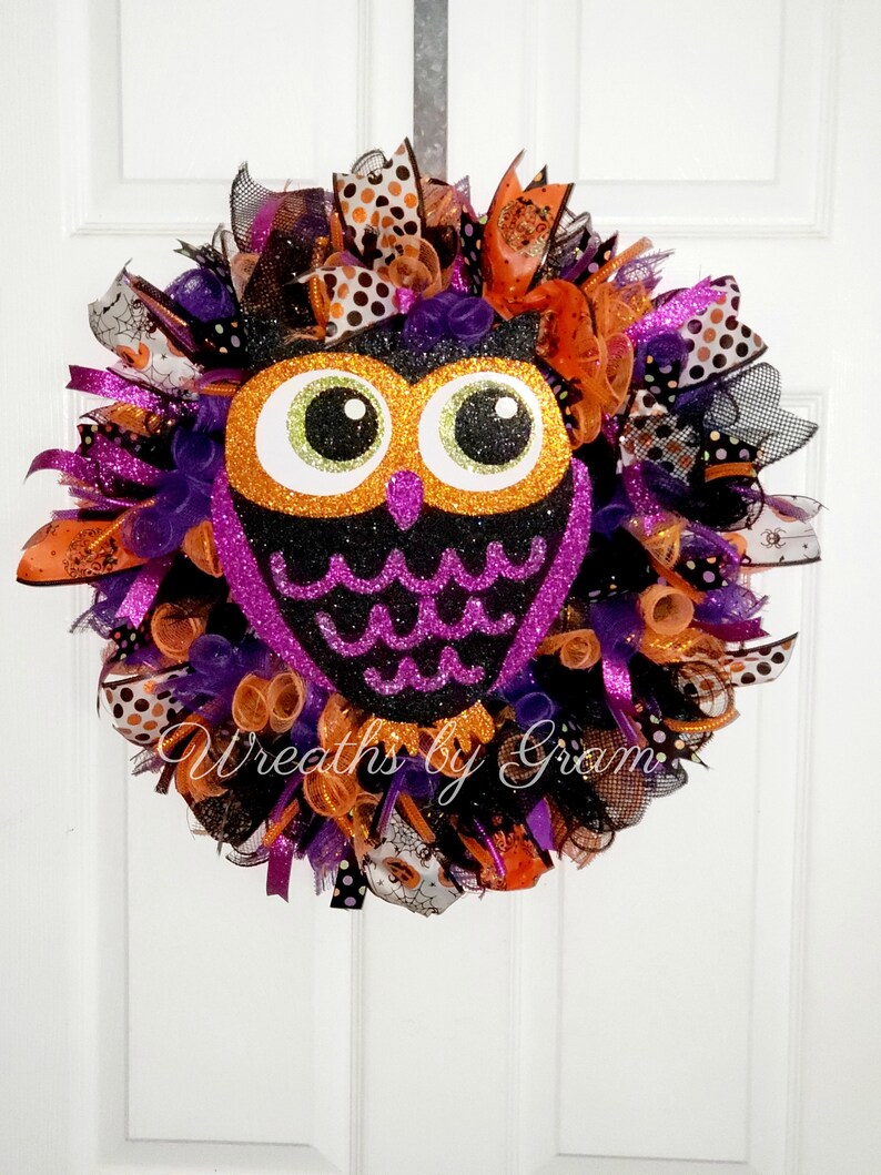 Halloween Owl Wreath Farmhouse Country Retro Primitive Creepy Etsy