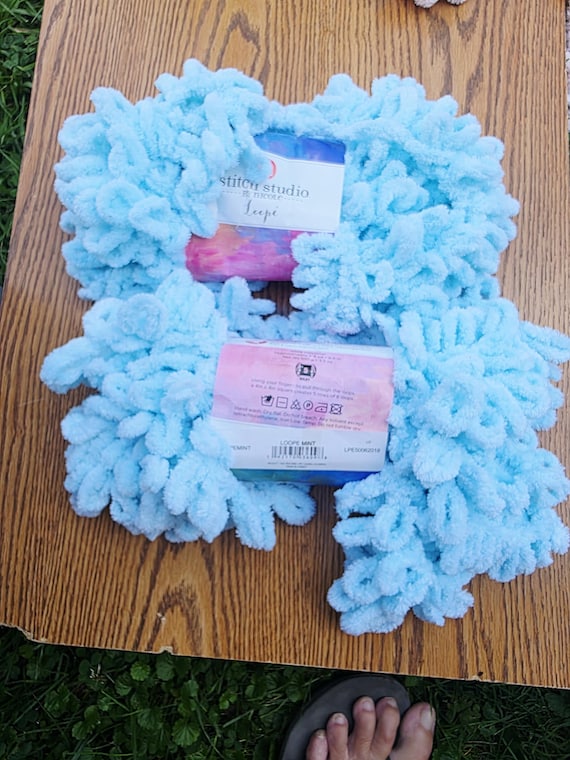 Skeins Light Blue Loop Yarn Stitch Studio Chenille Chunky Bulky