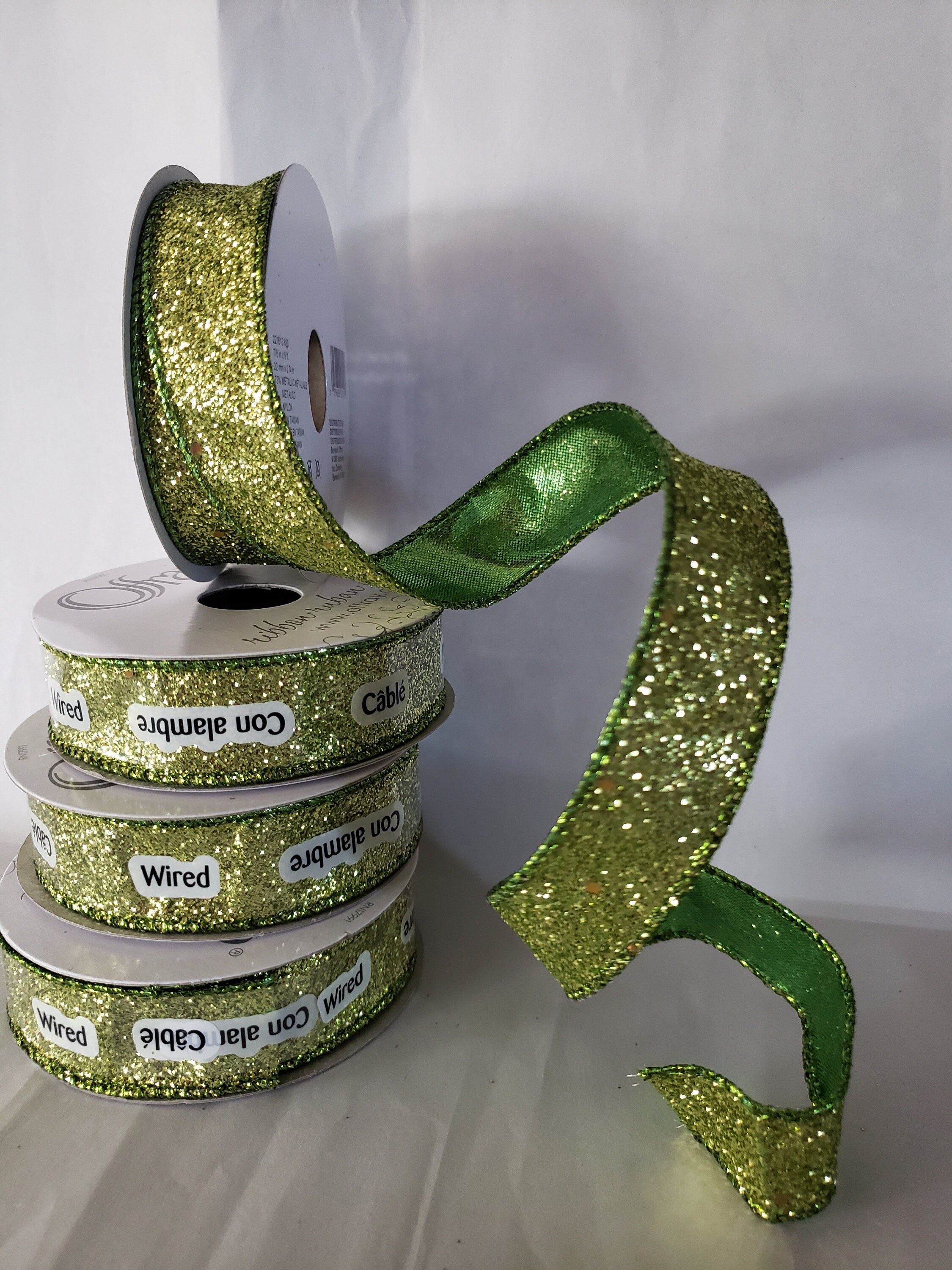 DirectFloral. Holiday Light Green-Gold Ribbon Glitter Gift Box Pick (7)