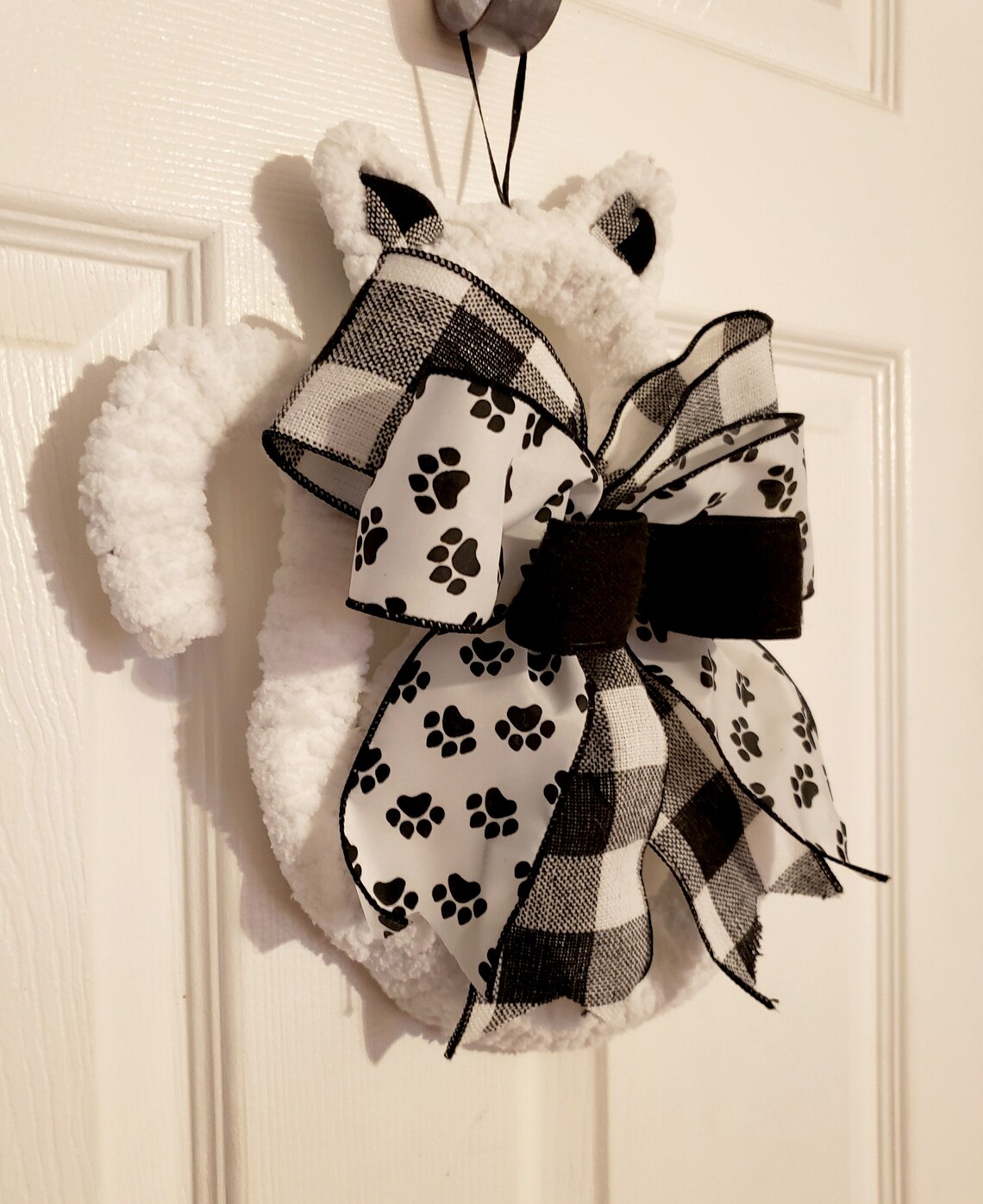 White Cat Wreath for Front Door Cat Mom Gifts Etsy for Animals Etsy