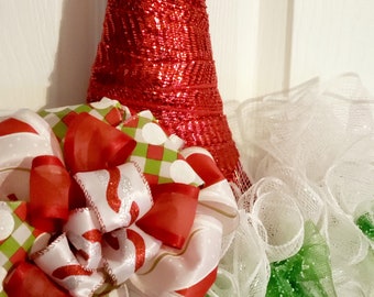 Santa Hat Wreath Merry Christmas Mantle Deco Mesh Door Sign Rustic