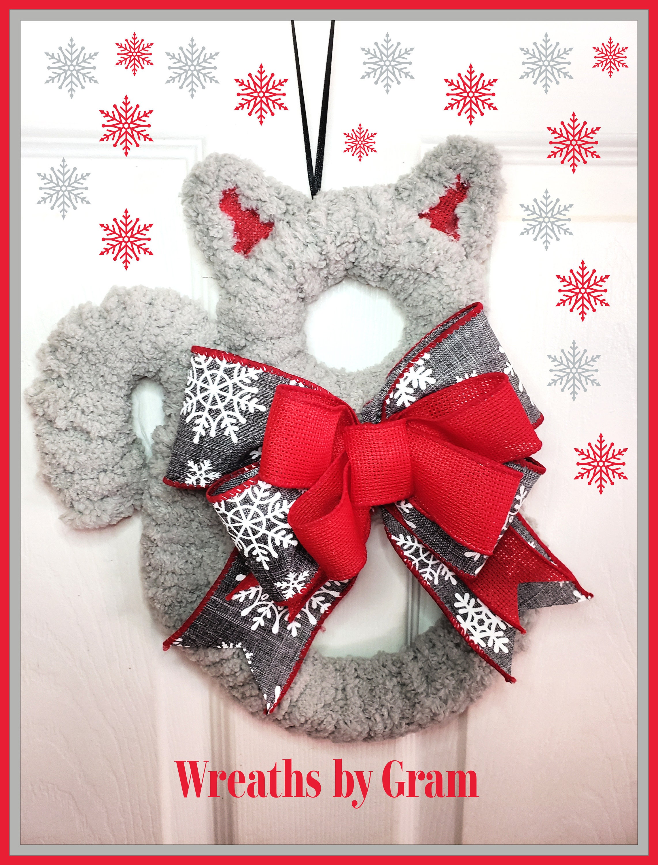 Cat Christmas Wreath Gray Tabby Cat Daddy Holiday Farmhouse Rustic Winter Wreath Bestseller Gift From the Cat Cute Kitty Cat Pet Parent Gift
