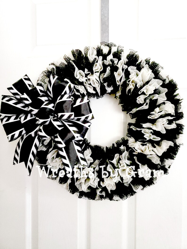 Black and White Wreath for Front Door Year Round Wreath Etsy
