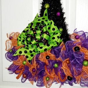 Witch Hat Wreath for Halloween Front Door Halloween Door Decor Witches Hat Door Hanger Witch Aesthetic Cute Witch Vibes October Wreaths Etsy image 6