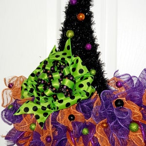 Witch Hat Wreath for Halloween Front Door Halloween Door Decor Witches Hat Door Hanger Witch Aesthetic Cute Witch Vibes October Wreaths Etsy image 2