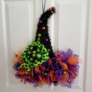 Witch Hat Wreath for Halloween Front Door Halloween Door Decor Witches Hat Door Hanger Witch Aesthetic Cute Witch Vibes October Wreaths Etsy image 5